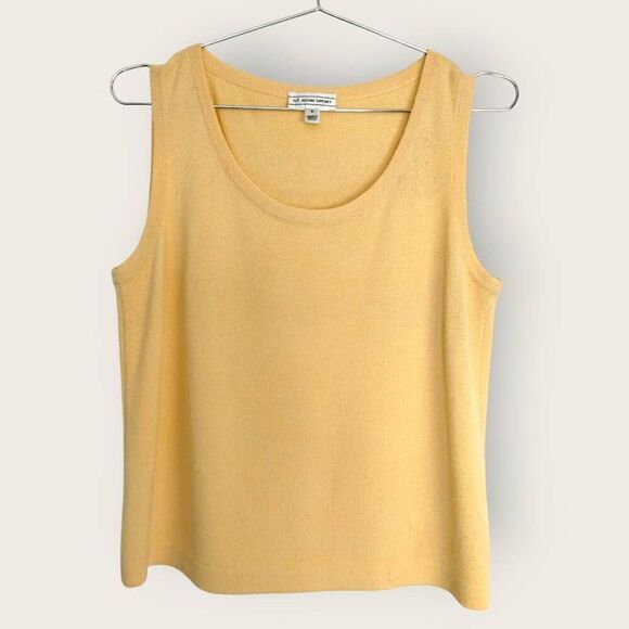 St. John Womens Top Sz Small Buttercup Yellow Tank Scoop Knit Royalty Classicore - Picture 4 of 10